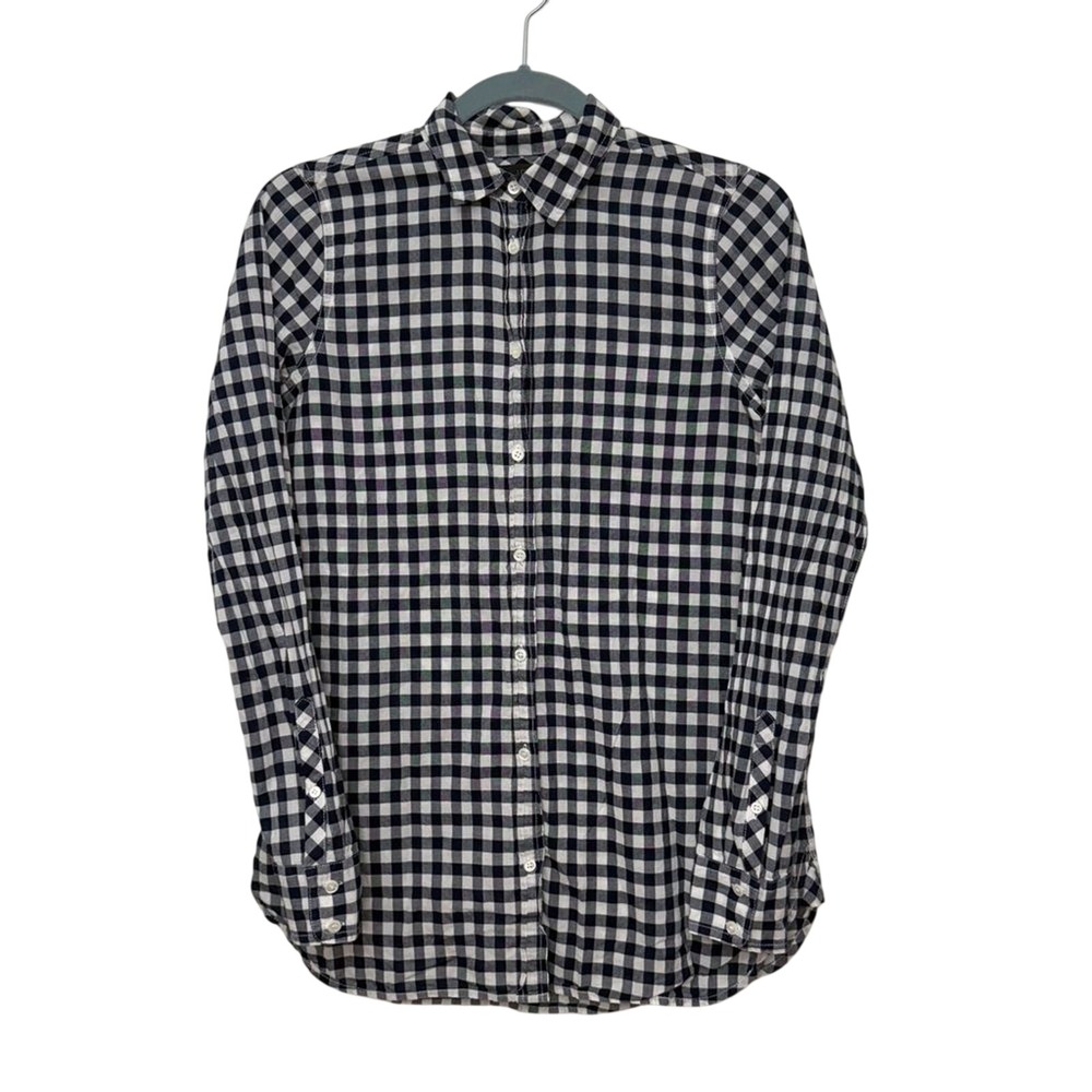 J Crew Women's Classic-fit boy shirt in crinkle gingham size 2 Tall 2T